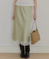 【GIUNON】satin lace long skirt / サテンレースロングスカート