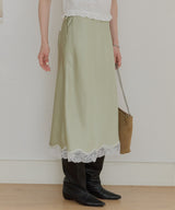 【GIUNON】satin lace long skirt / サテンレースロングスカート