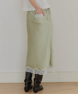 【GIUNON】satin lace long skirt / サテンレースロングスカート