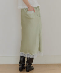 【GIUNON】satin lace long skirt / サテンレースロングスカート