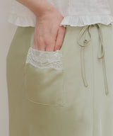【GIUNON】satin lace long skirt / サテンレースロングスカート