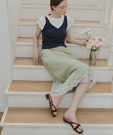 【GIUNON】satin lace long skirt / サテンレースロングスカート