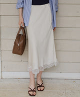 【GIUNON】satin lace long skirt / サテンレースロングスカート