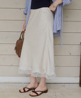 【GIUNON】satin lace long skirt / サテンレースロングスカート