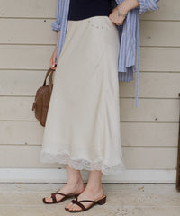 【GIUNON】satin lace long skirt / サテンレースロングスカート