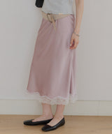 【GIUNON】satin lace long skirt / サテンレースロングスカート