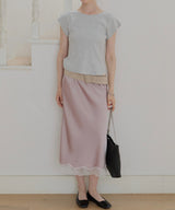 【GIUNON】satin lace long skirt / サテンレースロングスカート