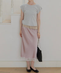 【GIUNON】satin lace long skirt / サテンレースロングスカート