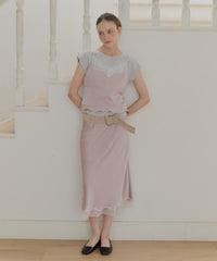 【GIUNON】satin lace long skirt / サテンレースロングスカート