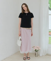【GIUNON】satin lace long skirt / サテンレースロングスカート