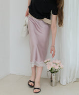 【GIUNON】satin lace long skirt / サテンレースロングスカート