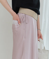 【GIUNON】satin lace long skirt / サテンレースロングスカート