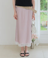 【GIUNON】satin lace long skirt / サテンレースロングスカート