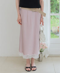 【GIUNON】satin lace long skirt / サテンレースロングスカート