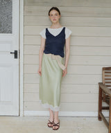 【GIUNON】satin lace long skirt / サテンレースロングスカート