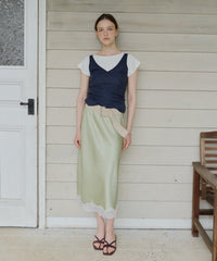 【GIUNON】satin lace long skirt / サテンレースロングスカート