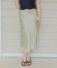 【GIUNON】satin lace long skirt / サテンレースロングスカート