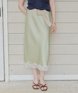 【GIUNON】satin lace long skirt / サテンレースロングスカート