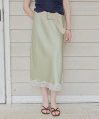 【GIUNON】satin lace long skirt / サテンレースロングスカート