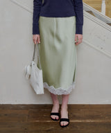 【GIUNON】satin lace long skirt / サテンレースロングスカート