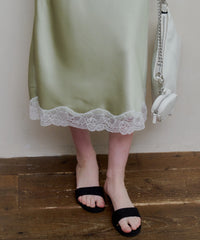 【GIUNON】satin lace long skirt / サテンレースロングスカート
