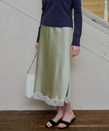 【GIUNON】satin lace long skirt / サテンレースロングスカート