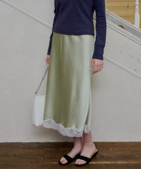 【GIUNON】satin lace long skirt / サテンレースロングスカート