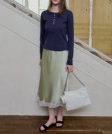 【GIUNON】satin lace long skirt / サテンレースロングスカート