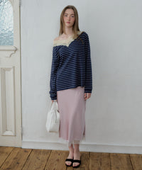 【GIUNON】satin lace long skirt / サテンレースロングスカート
