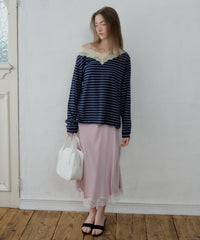 【GIUNON】satin lace long skirt / サテンレースロングスカート