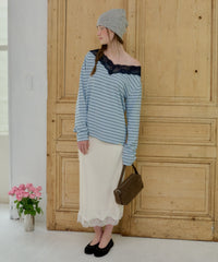 【GIUNON】satin lace long skirt / サテンレースロングスカート