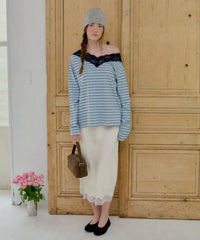 【GIUNON】satin lace long skirt / サテンレースロングスカート