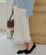 【GIUNON】satin lace long skirt / サテンレースロングスカート