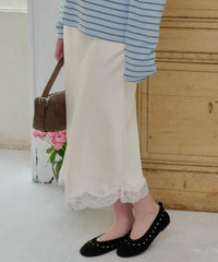 【GIUNON】satin lace long skirt / サテンレースロングスカート