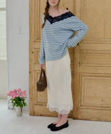 【GIUNON】satin lace long skirt / サテンレースロングスカート