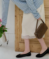 【GIUNON】satin lace long skirt / サテンレースロングスカート