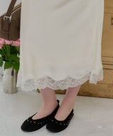 【GIUNON】satin lace long skirt / サテンレースロングスカート