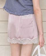 【GIUNON】satin lace mini skirt /  サテンレースミニスカート