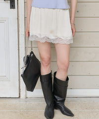 【GIUNON】satin lace mini skirt /  サテンレースミニスカート
