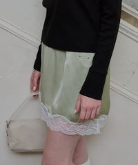 【GIUNON】satin lace mini skirt /  サテンレースミニスカート