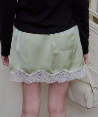 【GIUNON】satin lace mini skirt /  サテンレースミニスカート