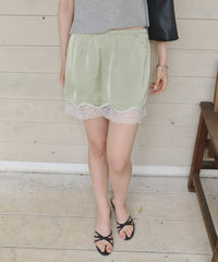 【GIUNON】satin lace mini skirt /  サテンレースミニスカート