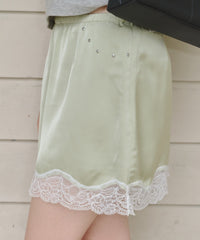 【GIUNON】satin lace mini skirt /  サテンレースミニスカート