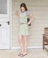 【GIUNON】satin lace mini skirt /  サテンレースミニスカート