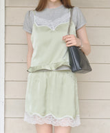【GIUNON】satin lace mini skirt /  サテンレースミニスカート