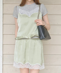 【GIUNON】satin lace mini skirt /  サテンレースミニスカート