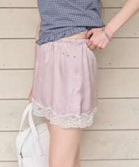 【GIUNON】satin lace mini skirt /  サテンレースミニスカート