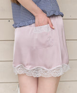 【GIUNON】satin lace mini skirt /  サテンレースミニスカート