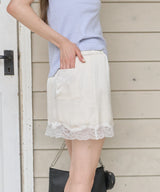 【GIUNON】satin lace mini skirt /  サテンレースミニスカート