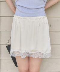 【GIUNON】satin lace mini skirt /  サテンレースミニスカート